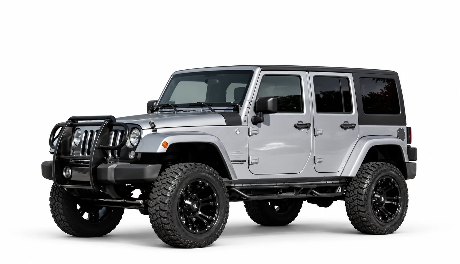 White Jeep Wrangler on a clean studio background
