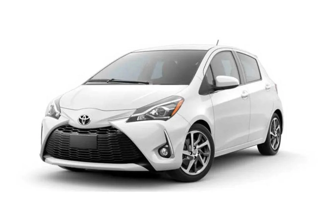 White Toyota Vitz compact car